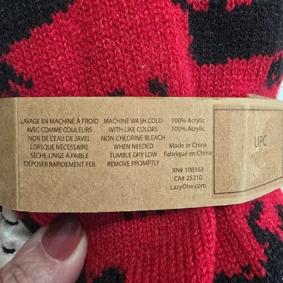 NWT MUK LUKS Women's Red Black "Reindeer" Moose SLIPPER SOCKS Size L/XL 7-9 - Picture 4 of 4